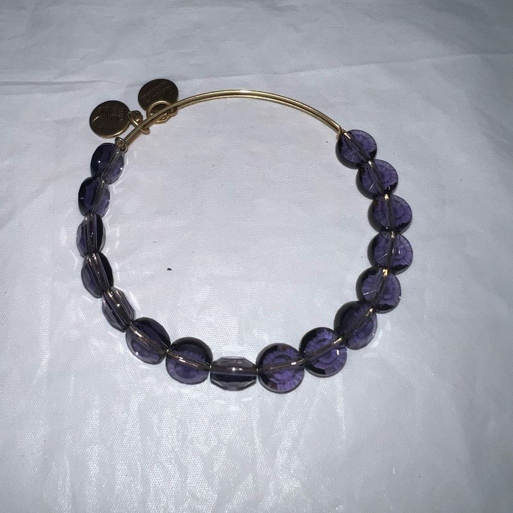 Alex and Ani Amethyst Luxe Bead Gold Tone Bangle